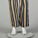 Medium 1970s Yellow Striped Jeans Low Rise Hippie Bell Bottom Pants