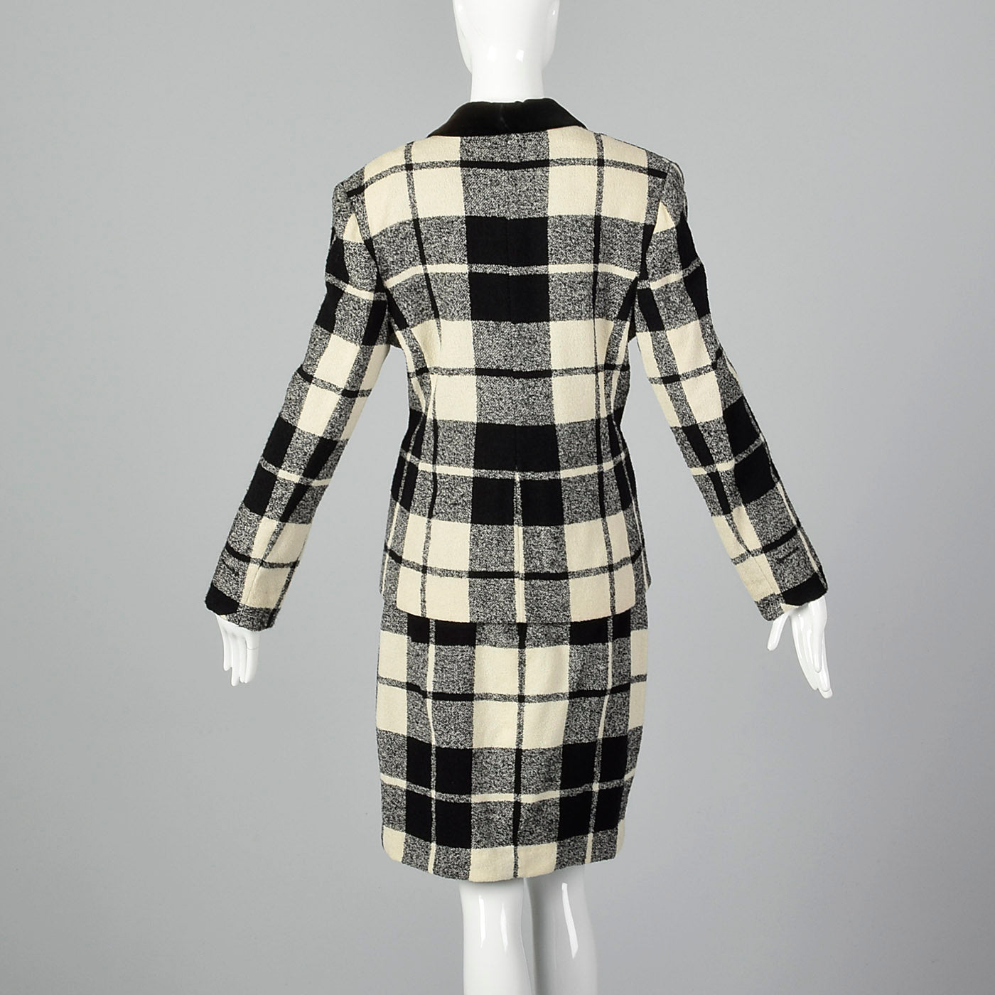 1980s Louis Feraud Wool Plaid Skirt Suit