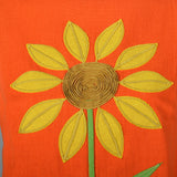 1960s Orange Shift Dress with Sunflower Applique