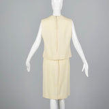 1960s Two Piece Cream Knit Set with Rhinestone Details