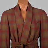 1950s Mens Pendleton Red Plaid Wool Robe