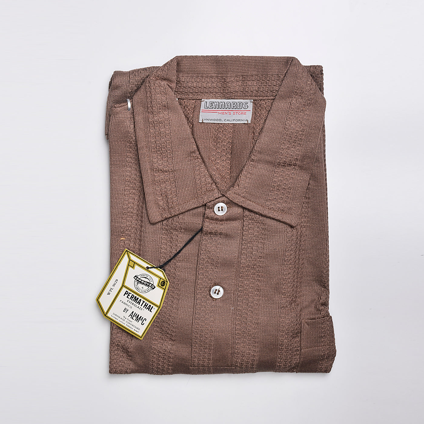 1950s Lennards Brown Knit Pull Over Shirt Deadstock