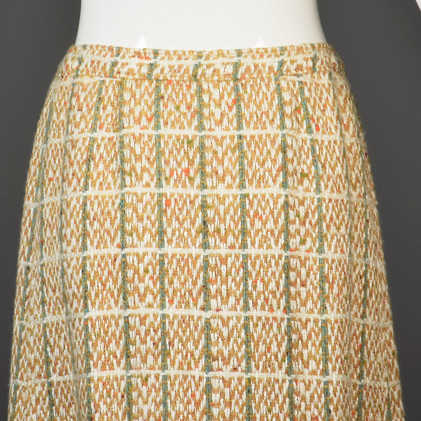 1960s Courreges Plaid Tweed A-Line Skirt