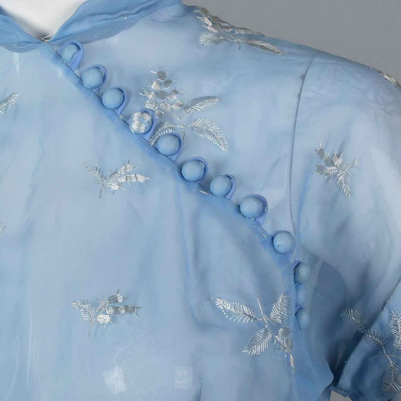 1950s Sheer Blue Fit and Flare Dress