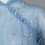 1950s Sheer Blue Fit and Flare Dress