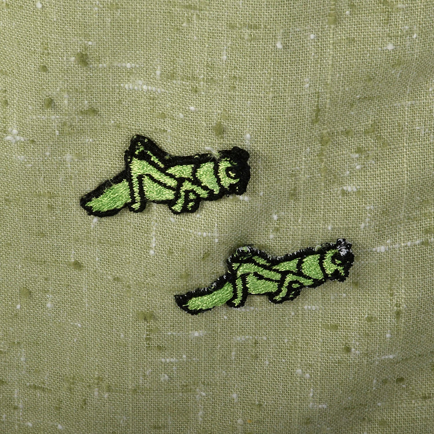Medium 1970s Pants Green Grasshopper Applique Wide Leg High Waist