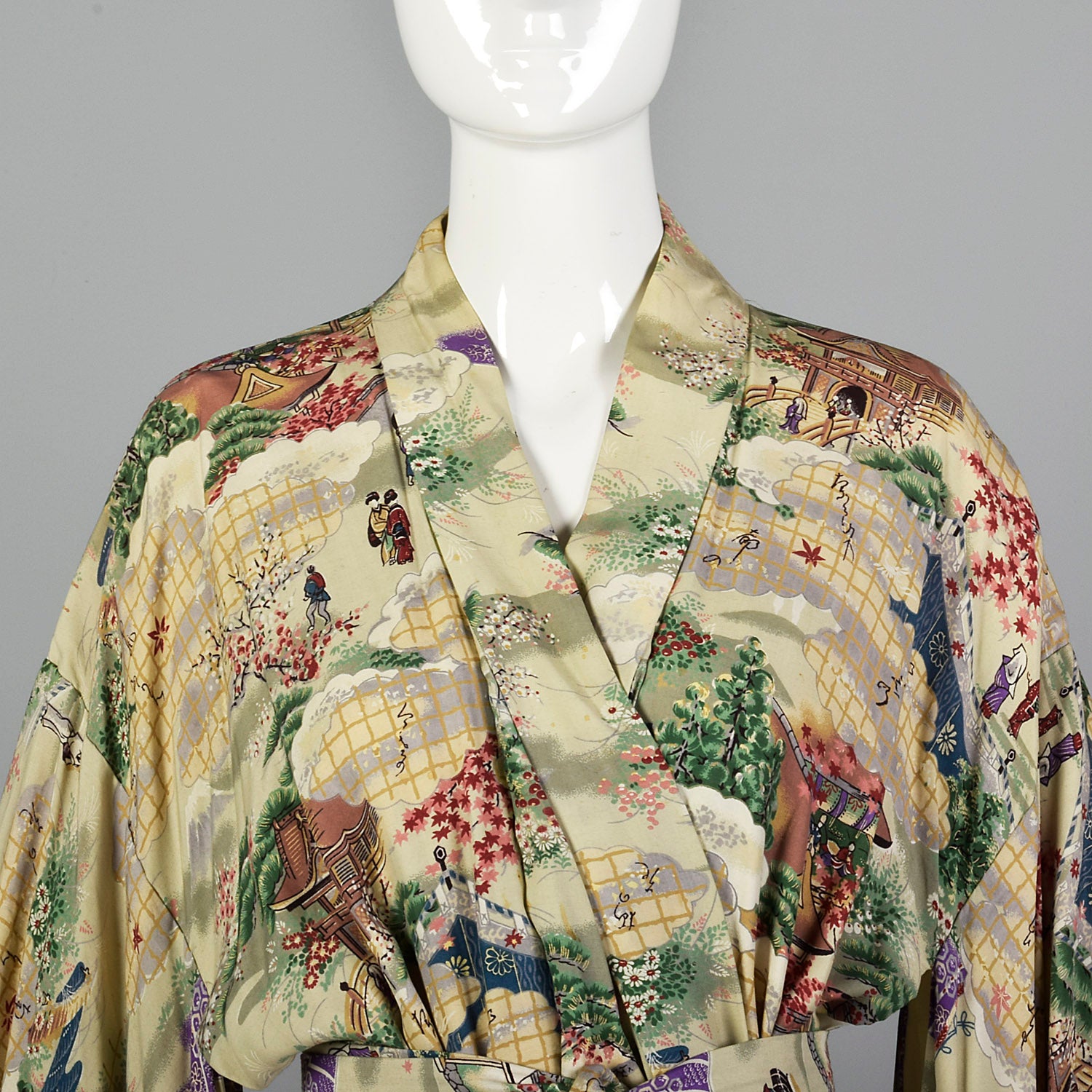 1950s Novelty Print Kimono Robe