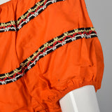 Medium 1960s Orange Peasant Top