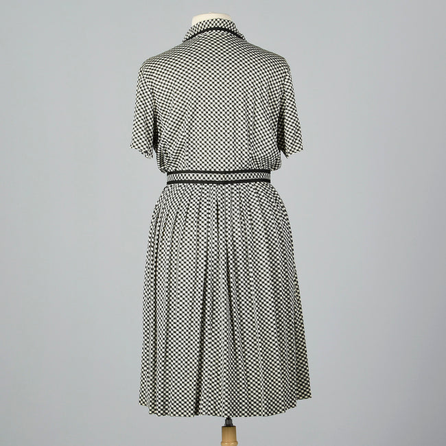 1950s Black and White Gingham Dress