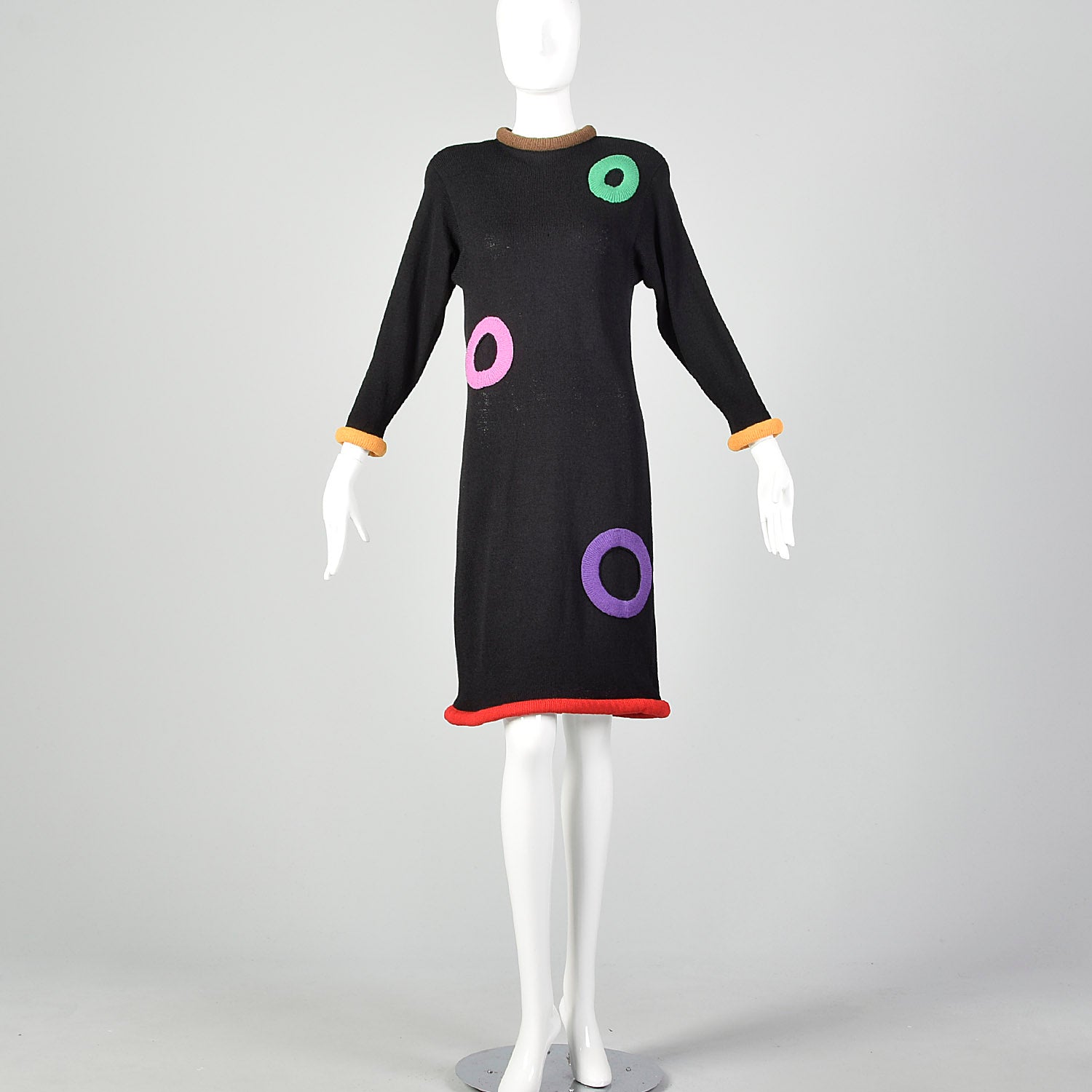 Small 1980s Adolfo Black Sweater Dress