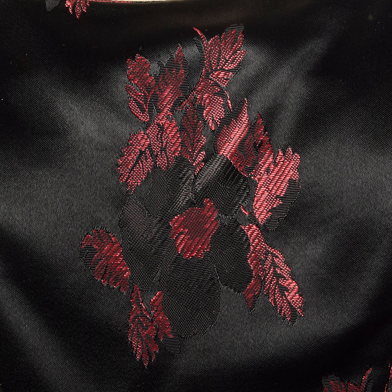 Small Suzy Perette 1950s Dress Black and Red Floral Silk Brocade with Built in Crinoline