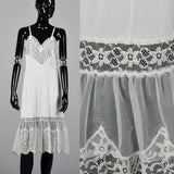 1950s Lace Trim White Nylon Slip with Adjustable Straps