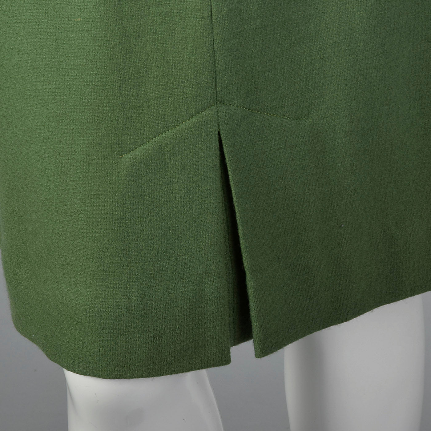 1960s Green Wool Pencil Dress with Button Front