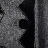 1980s Louis Feraud Gray Jacket with Geometric Velvet Appliques