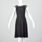 1950s Black Lace Cocktail Dress