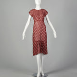 XXS-XS 1930s Red & White Polka Dot Dress