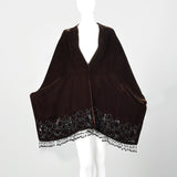 Late 1930s-Early 1940s Brown Velvet Beaded Wrap