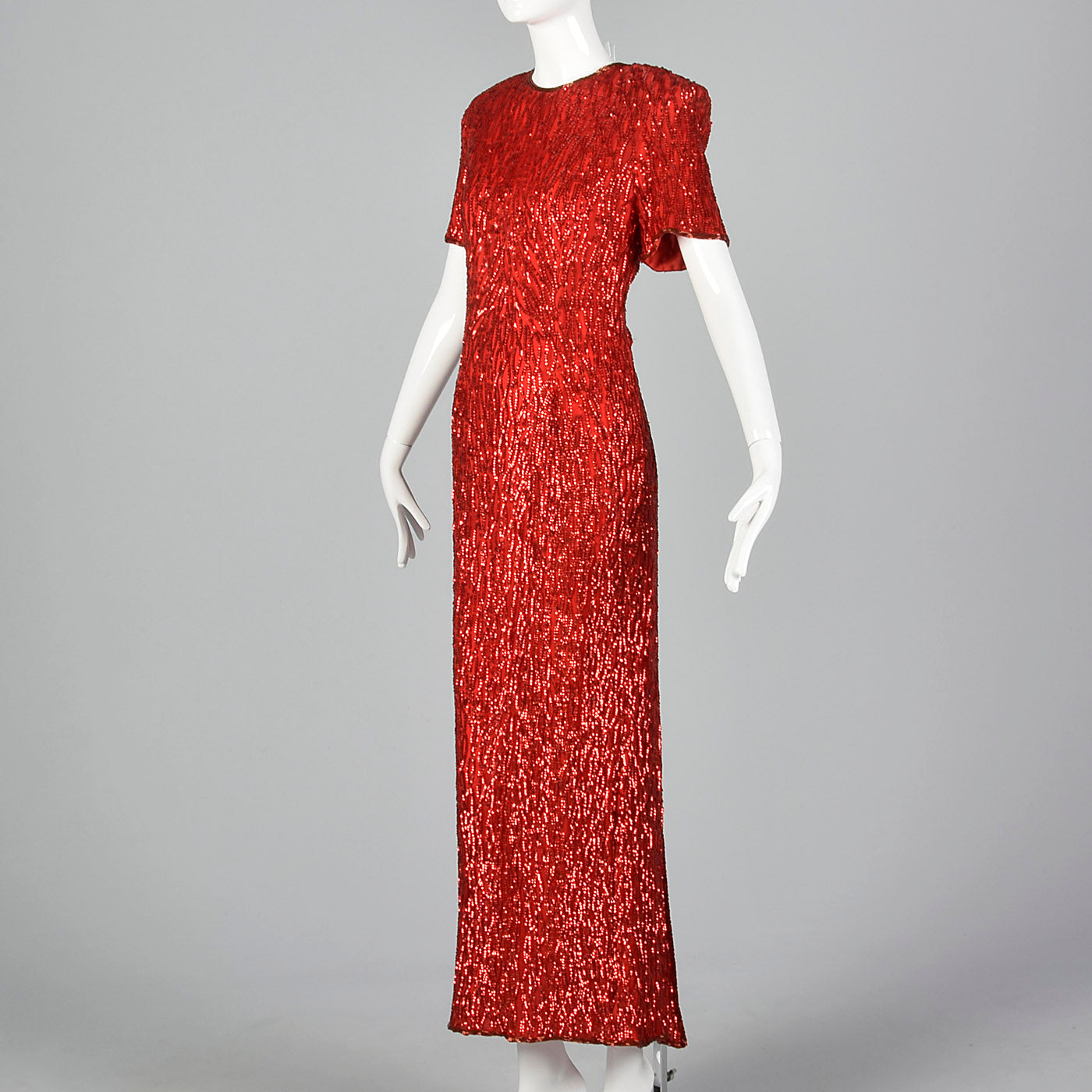 1980s Red Sequin Party Dress