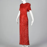 1980s Red Sequin Party Dress