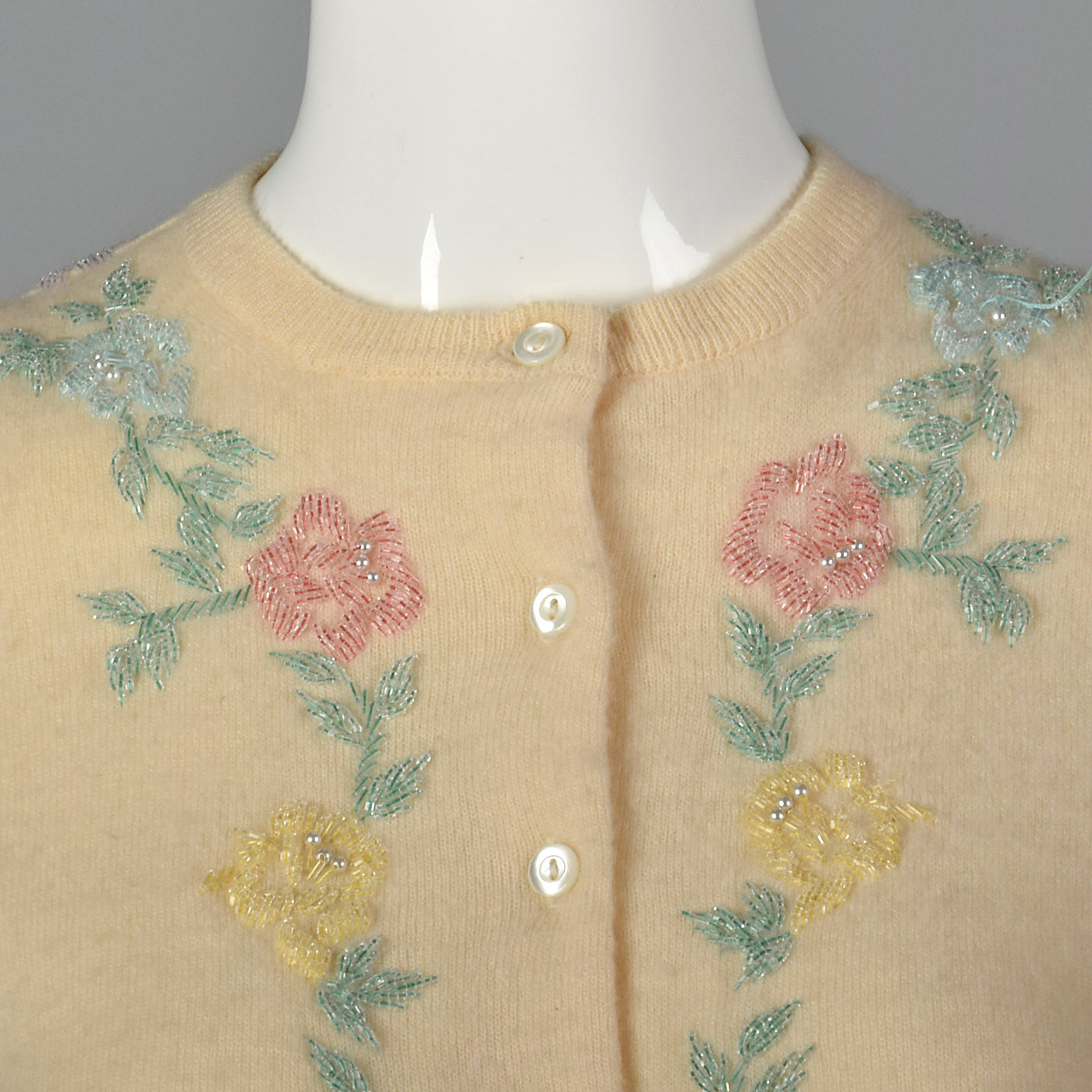 1960s 100% Cashmere Beaded Cardigan