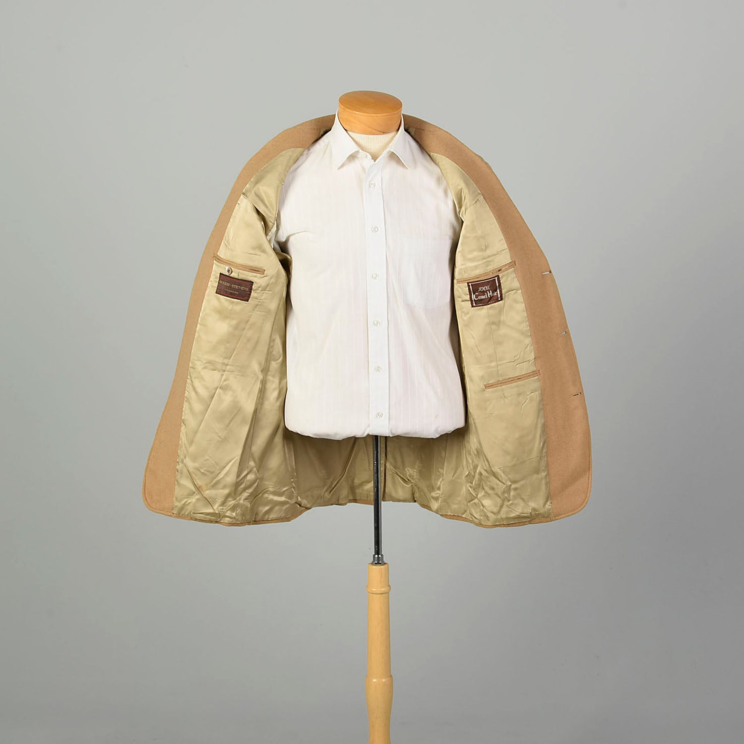 Large 1980s Norfolk Jacket Tan Belted Camel Hair Coat