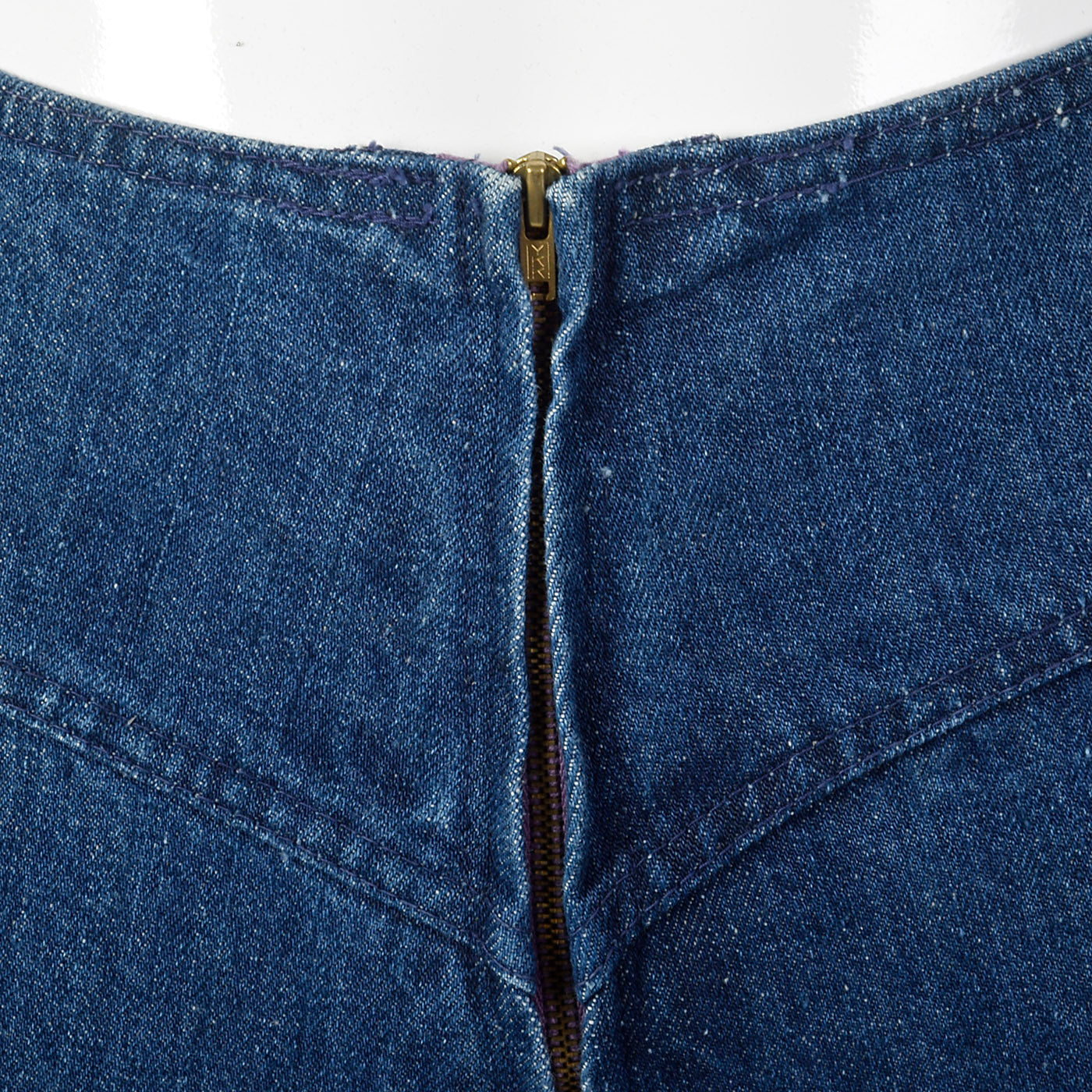 1970s Zip Front Bell Bottoms Cotton Denim