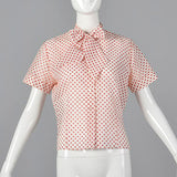 1960s White Blouse with Red Polka Dots