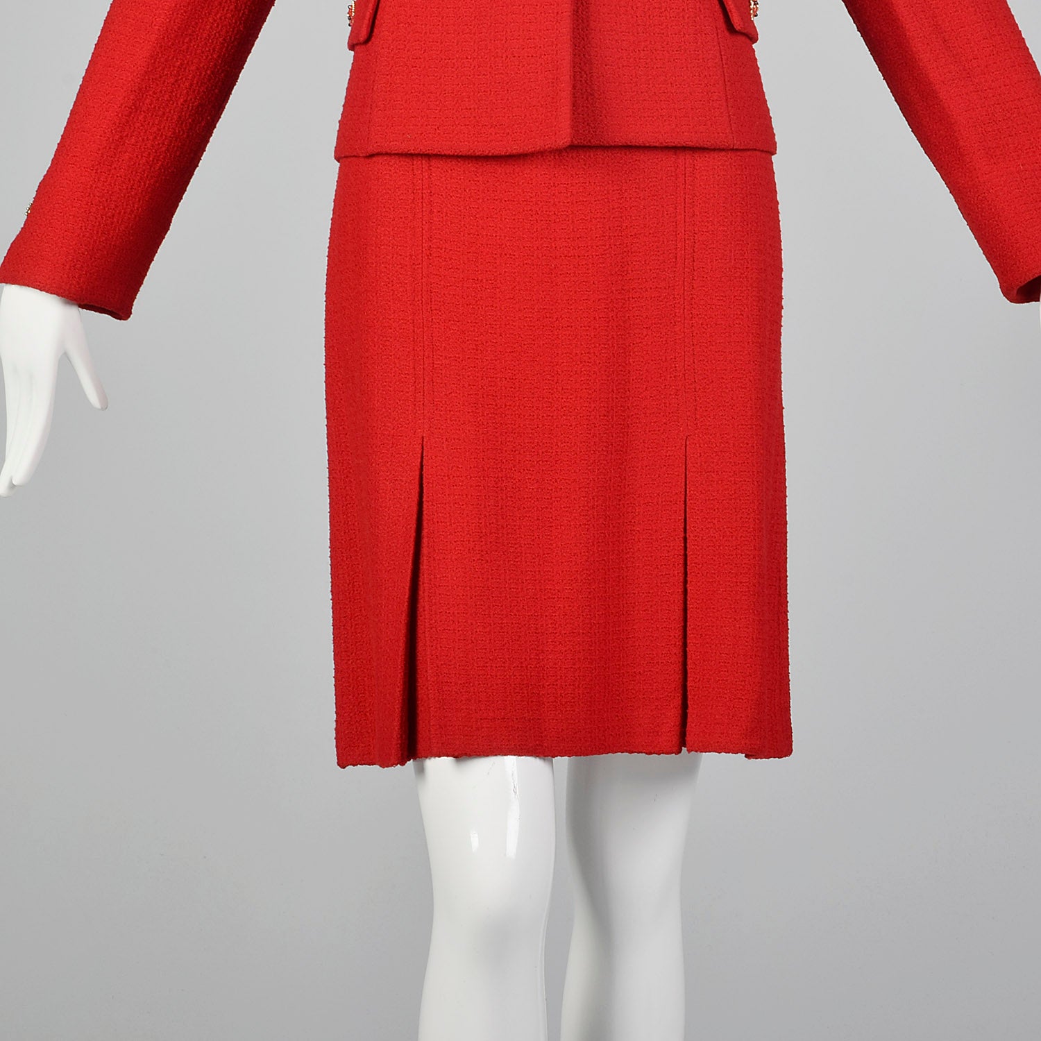 Large St. John Collection 1980s Red Knit Skirt Suit