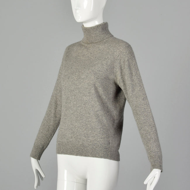 Medium Brooks Brothers 1970s Gray Cashmere Turtleneck Sweater
