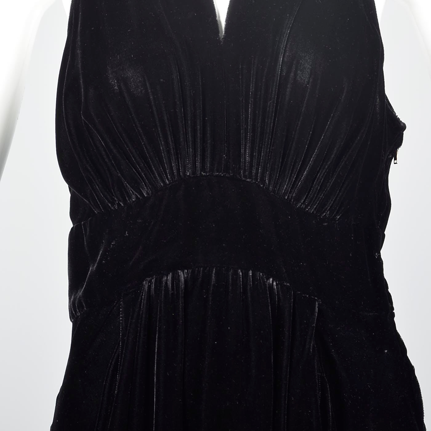 1930s Black Velvet Dress with Full Skirt