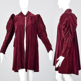 1940s Burgundy Velvet Coat with Mutton Sleeves