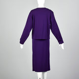 1970s Oscar de la Renta Purple Knit Two Piece Set