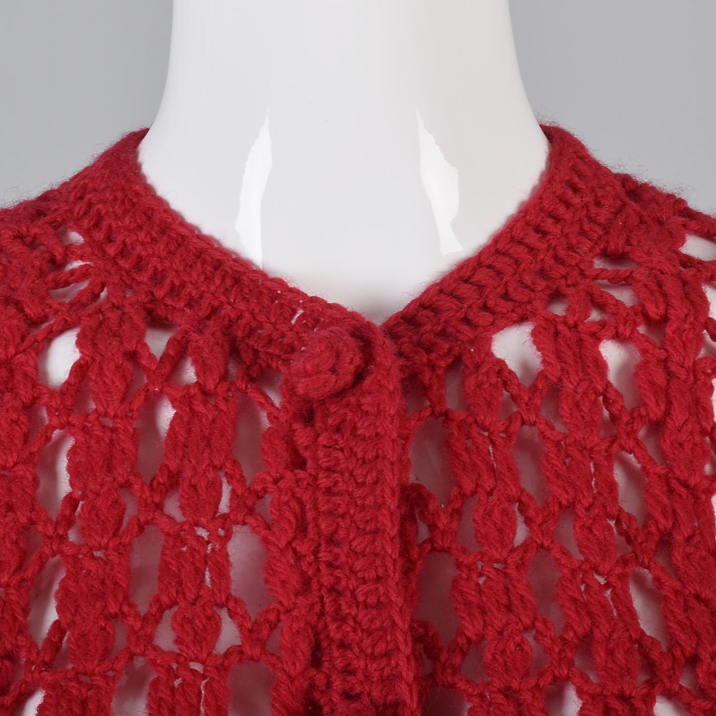1950s Vibrant Red Open Crochet Cardigan