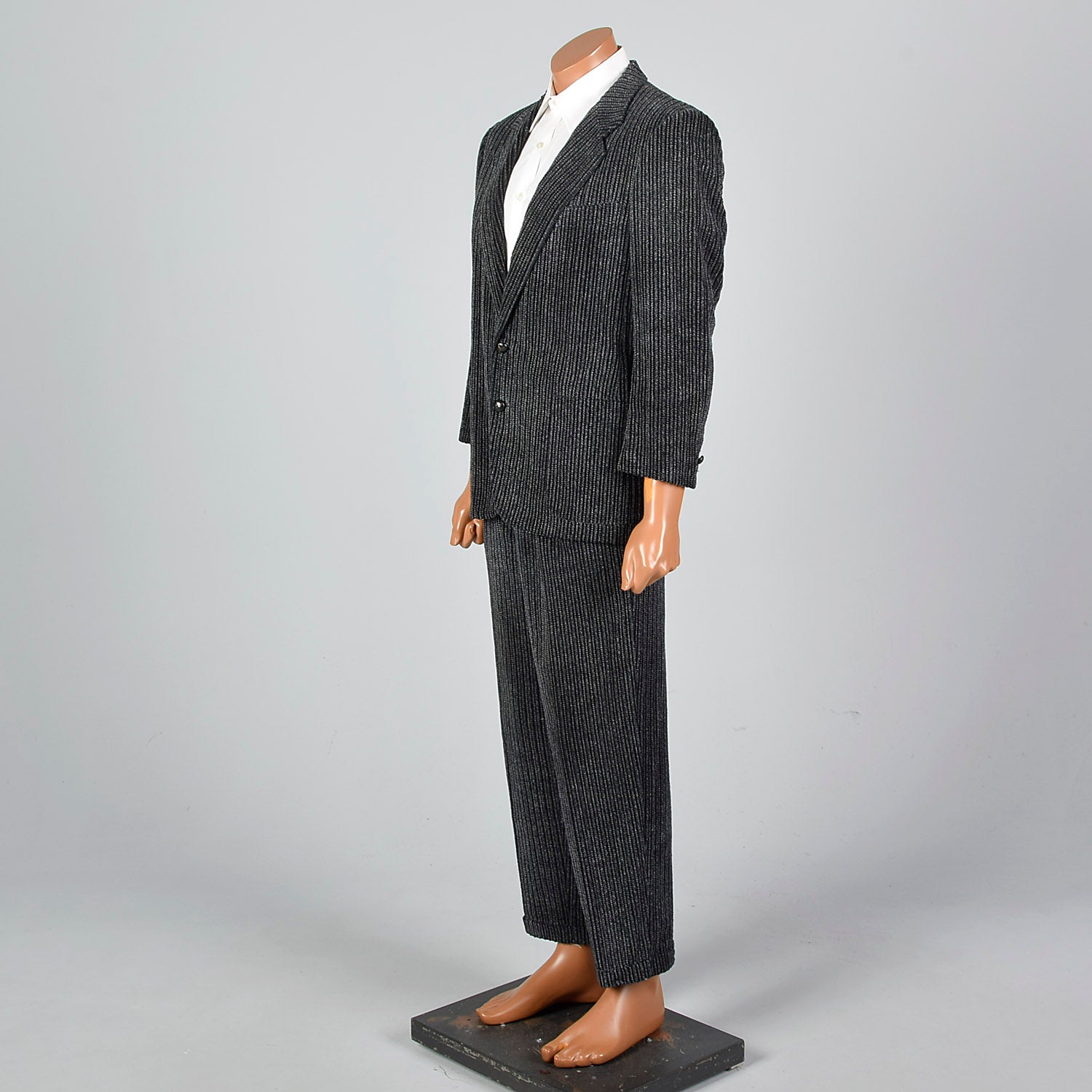 41S  Medium 1980s Charcoal Corduroy Two Piece Suit
