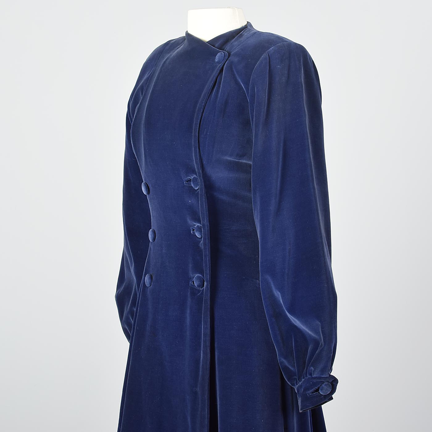 1940s Blue Velvet Princess Coat
