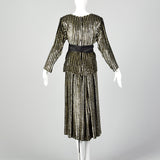 1980s Caroline Charles Gold and Black Skirt Set