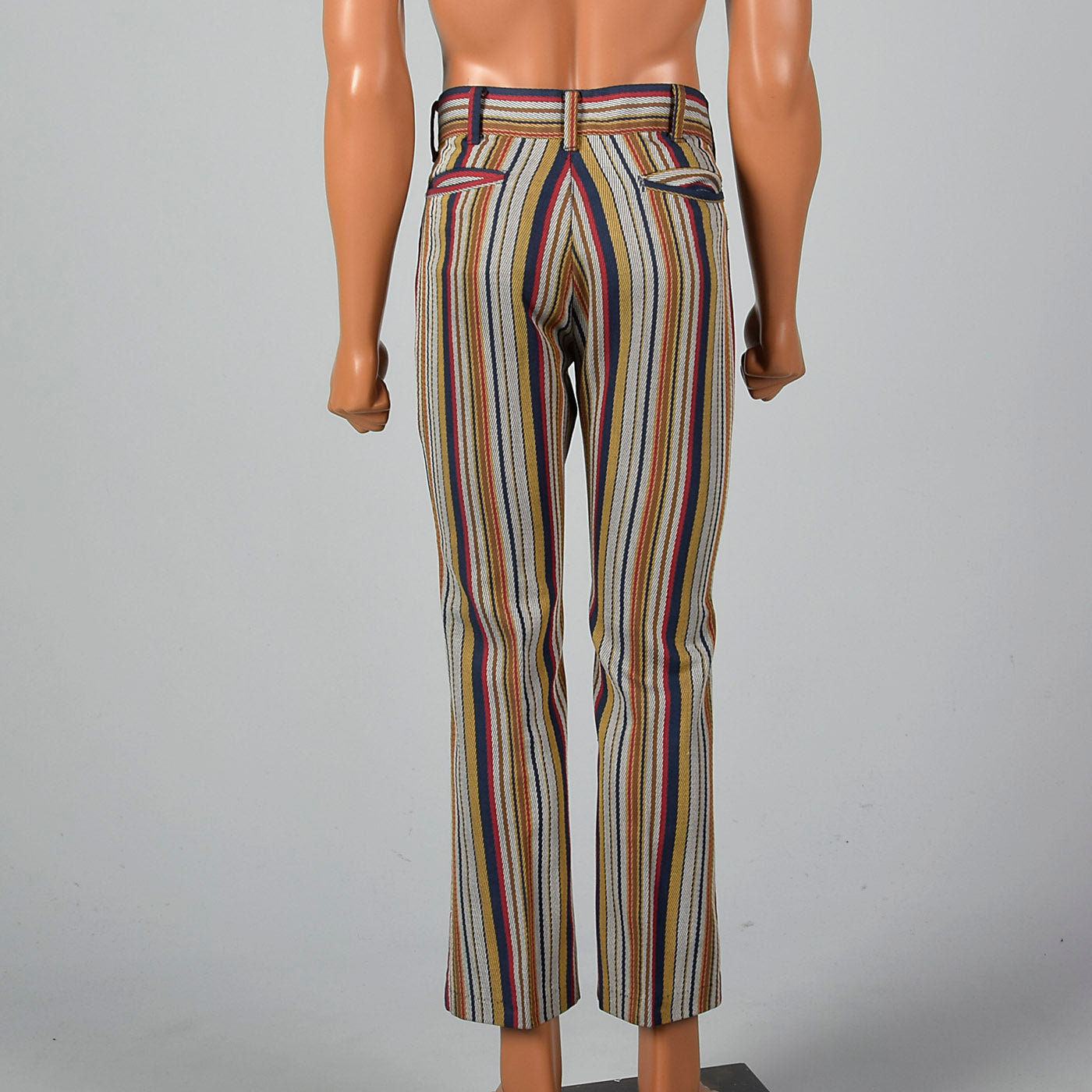 1970s Mens Flat Front Stripe Pants