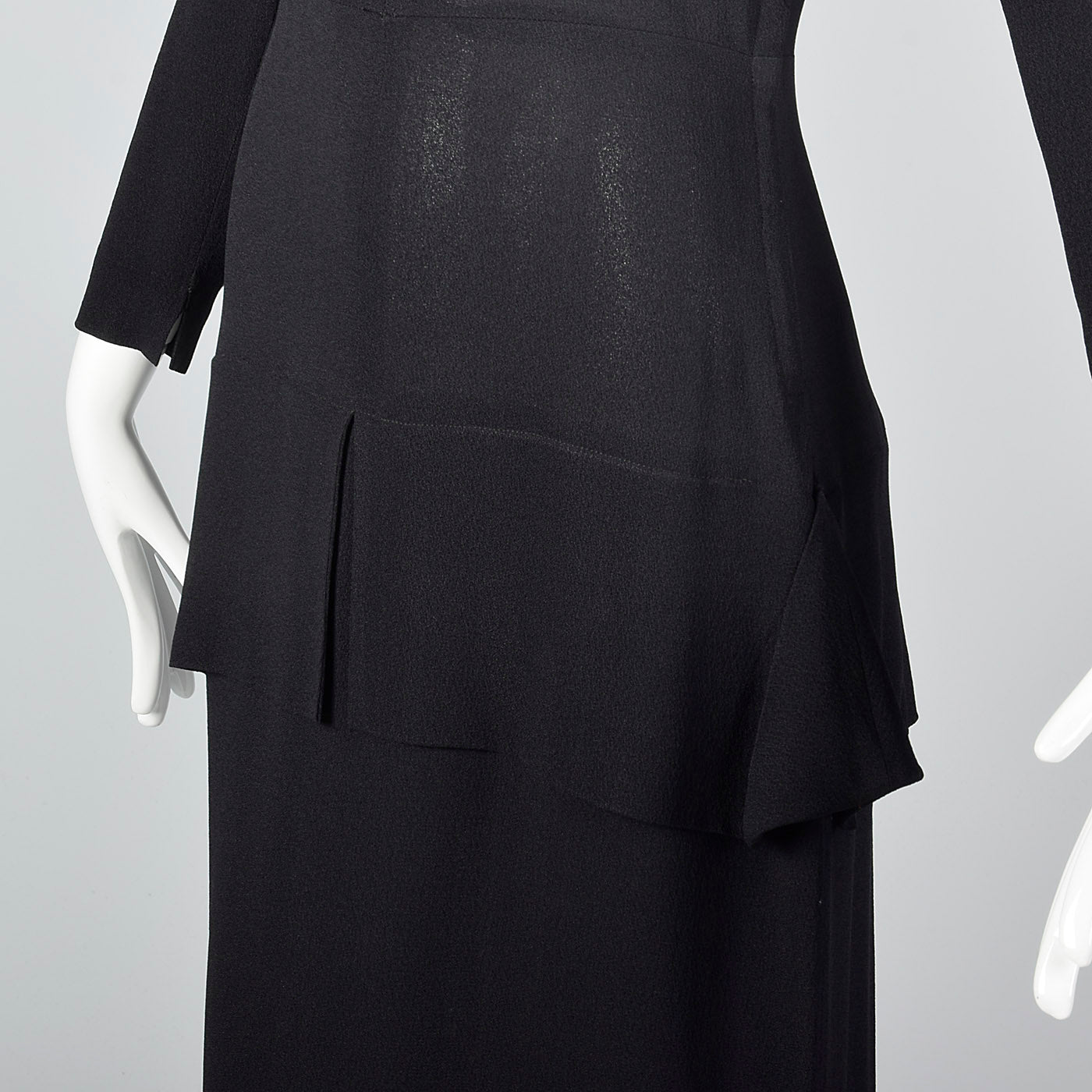 1940s Black Rayon Dress with Silver Beaded Monogram