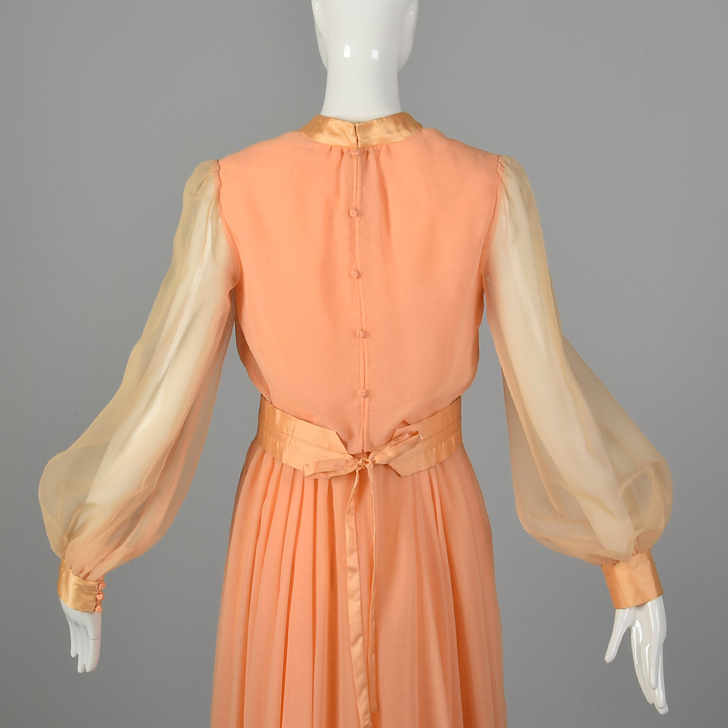 XS 1970s Sheer Peach Maxi Dress