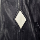 Large Battaglia 1980s Rockabilly Navy Leather Jacket