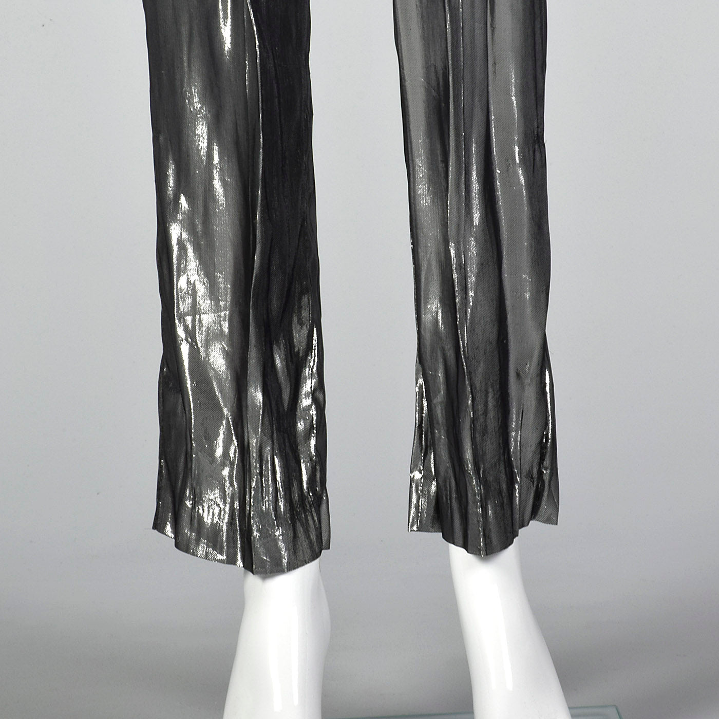 1980s Shiny Silver Lamé Pants, Deadstock