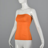 1970s Anne Klein Shiny Orange Tube Top