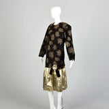 2XL-3XL 1980s Kelli Kaye Black Velvet Long Sleeve Glitter Prom Dress