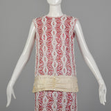 Small 1960s Hot Pink Beaded Top and Skirt Set