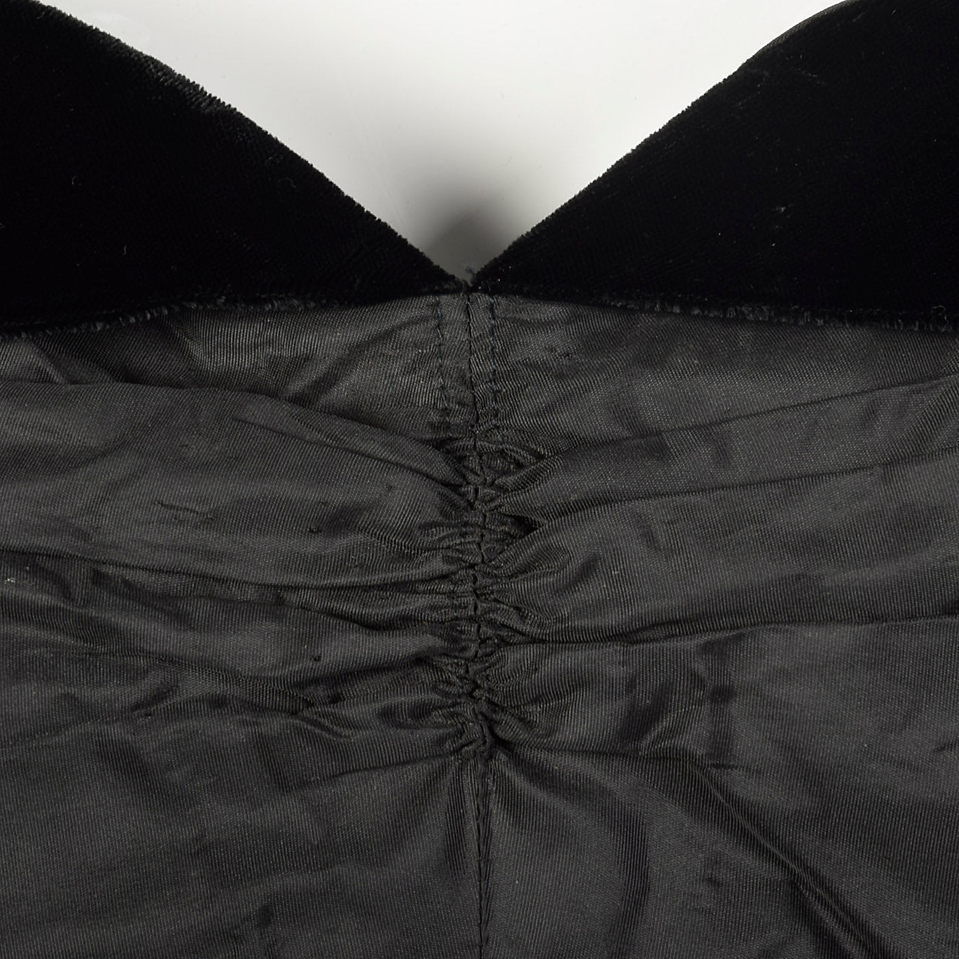 1950s Black Taffeta Evening Dress with Velvet Trim