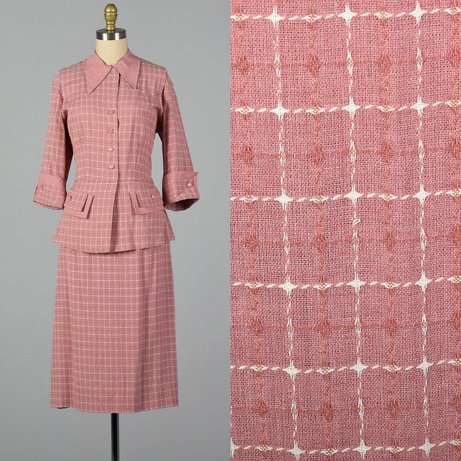 1950s Lightweight Pink Summer Skirt Suit