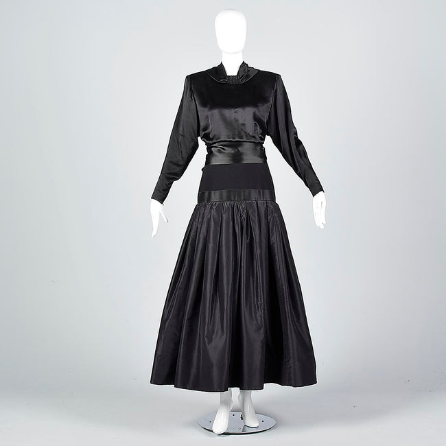 1980s Galanos Avant Garde Formal Black Gown