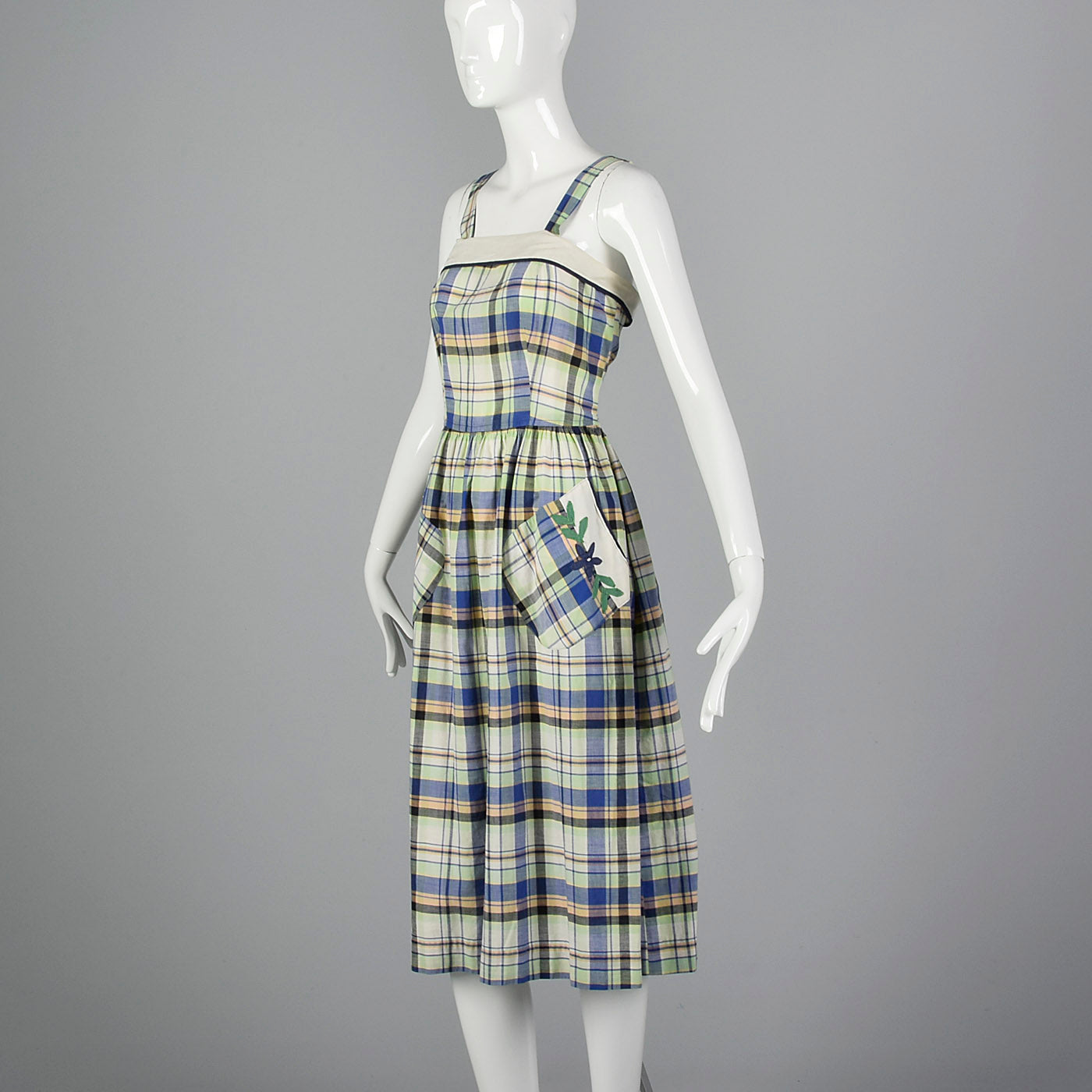 1950s Plaid Dress and Jacket with Patch Pockets
