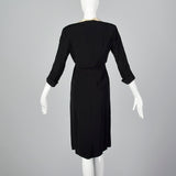 1950s Black Rayon Dress and Jacket with Unique Neckline