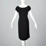 1950s Black Rayon Dress and Jacket with Unique Neckline